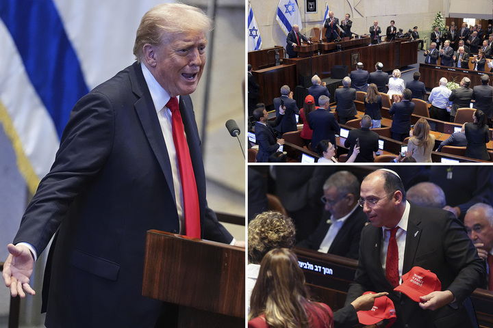 President Trump declares an ‘end of an age of terror and death’ to raucous applause in Israel’s parliament