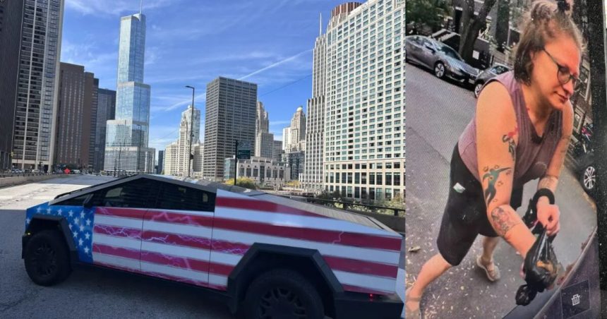 WATCH: Vile Woman Caught on Camera Smearing Dog Feces on Patriotic Trump-Themed Cybertruck in Chicago | The Gateway Pundit | by Cassandra MacDonald