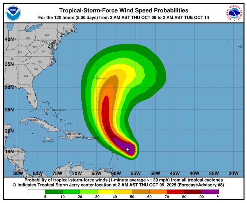 Tropical Storm Jerry churns in the Atlantic as a weakened Priscilla nears Mexico’s Baja peninsula