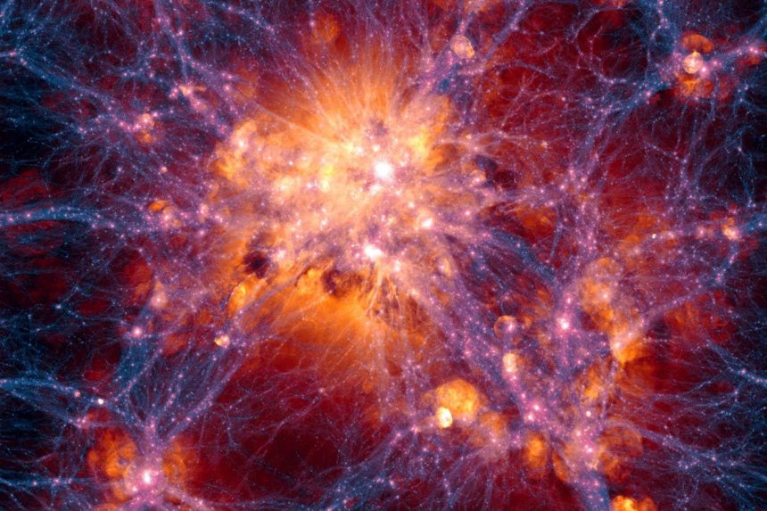 A distant galaxy is being strangled by the cosmic web