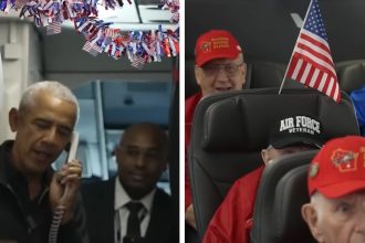 Barack Obama Surprises Plane Full of Veterans on Trip To Washington D.C.