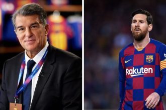 Barcelona president Joan Laporta responds when asked if club will re-sign Lionel Messi on short-term deal after his surprise Camp Nou visit
