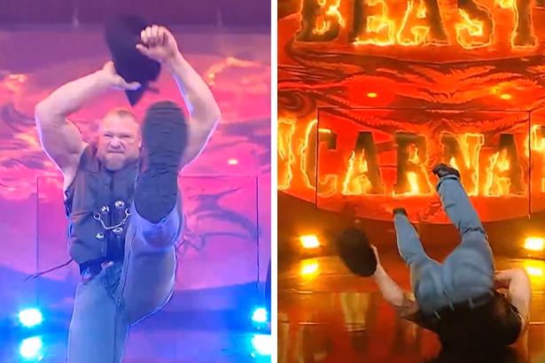 Brock Lesnar Slips During WWE ‘Monday Night Raw’ Entrance