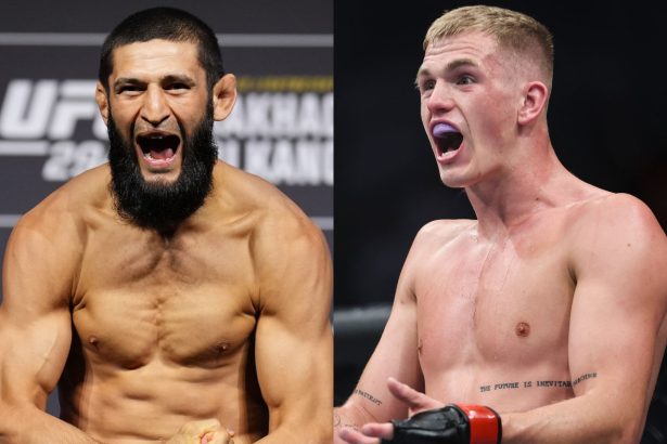 Khamzat Chimaev (left) accuses Ian Garry (right) of disrespectful gesture. [Images courtesy: Getty Images]