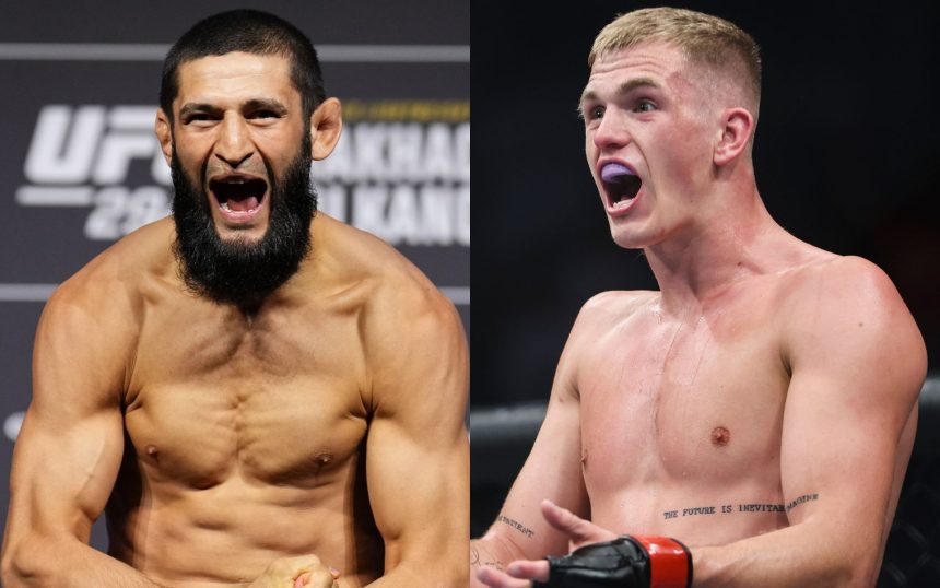 Khamzat Chimaev (left) accuses Ian Garry (right) of disrespectful gesture. [Images courtesy: Getty Images]