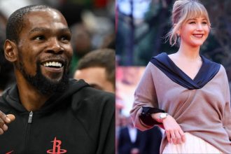 NBA fans compared Jennifer Lawrence&rsquo;s rage baiting to Kevin Durant&rsquo;s secret burner saga [Picture Credit: Getty]