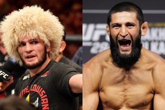 Khabib Nurmagomedov (left) and Khamzat Chimaev (right) are widely regarded among the best grapplers in UFC history. [Images couresy: Getty Images]