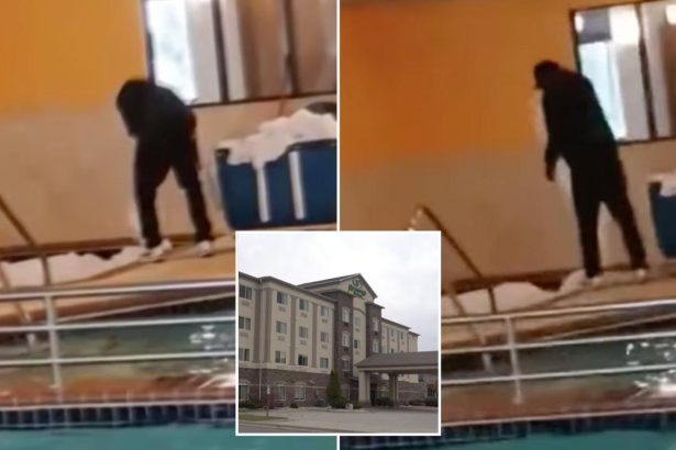 North Dakota Expressway Suites worker caught throwing bed sheets into hot tub horrifying guests
