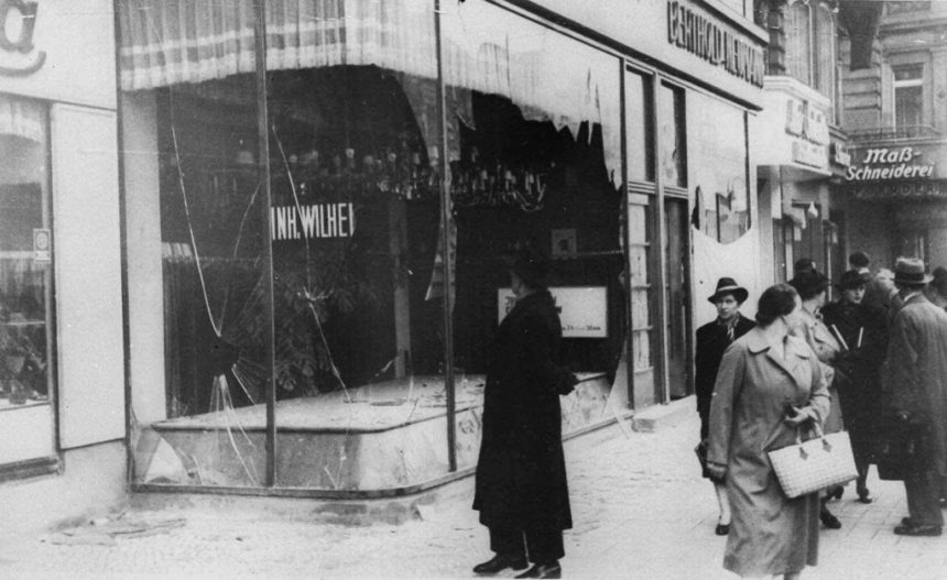 November 9, Holocaust begins with looting of Jewish stores, homes