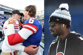 Shedeur Sanders turns heads at Giants Stadium to watch Jaxson Dart take on Mac Jones-led 49ers during Browns BYE Week
