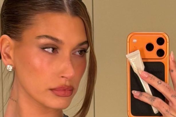 Hailey Bieber Reps a Cheetah Print Twist on the Classic French Manicure