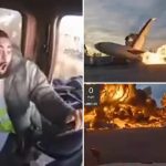 UPS plane seen rolling, exploding feet from stunned trucker: video