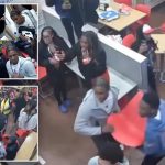 Violent brawl erupts in Domino’s as suspects hurl chair, strike officer’s head