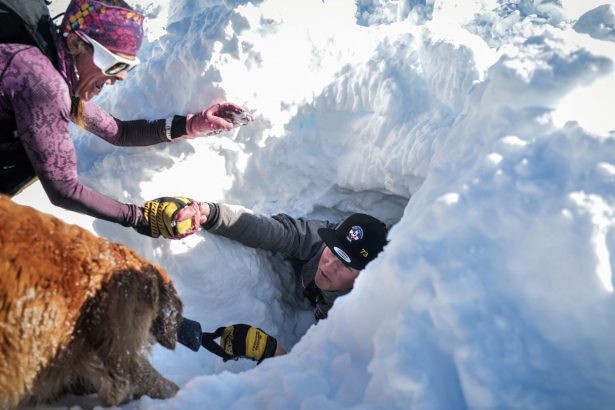 Volunteers agreed to be buried face-down in the snow, for science