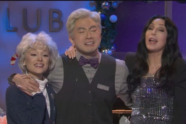 Bowen Yang Cries in Last SNL Sketch With Ariana Grande, Cher in Exit