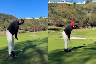 “Claw grip already?” – Fans react to LeBron James’ putting in his return to golf field