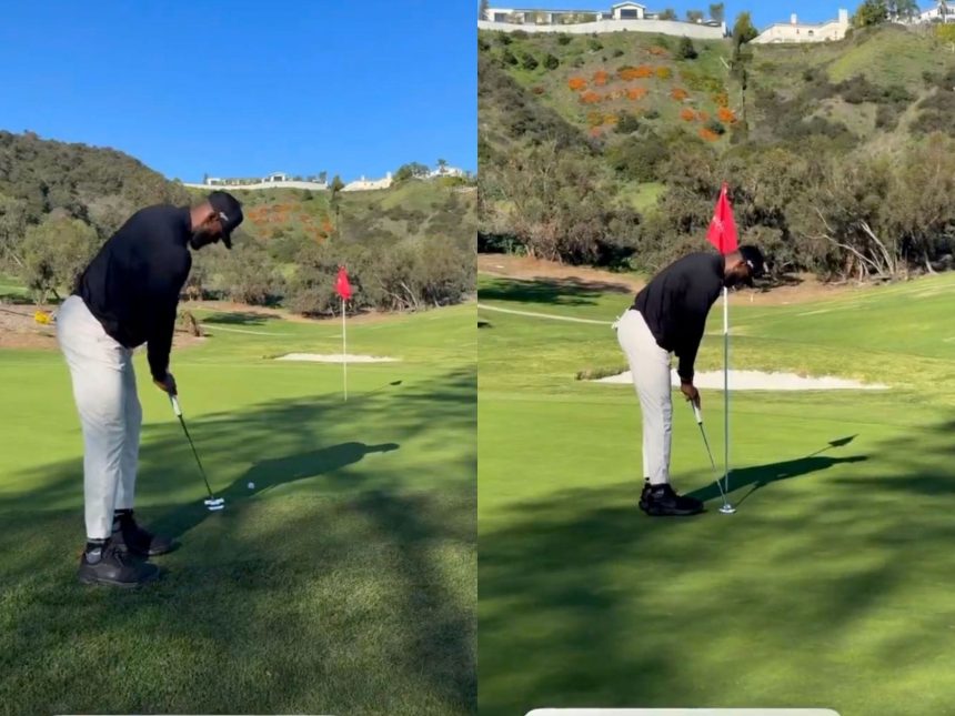 “Claw grip already?” – Fans react to LeBron James’ putting in his return to golf field