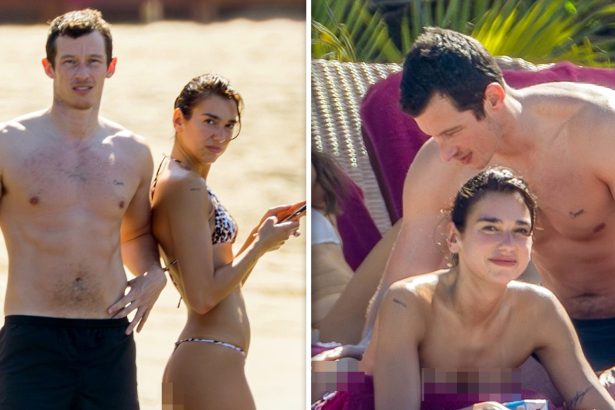 Dua Lipa Hits the Beach in Tiny Bikini, Shows PDA with Fiancé Callum Turner