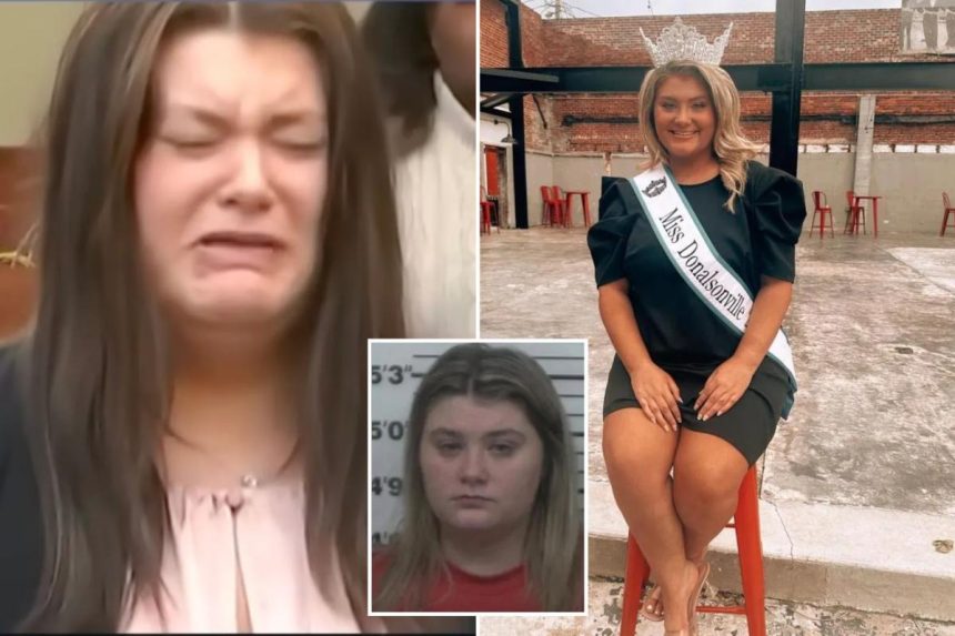 Former Georgia beauty queen Trinity Poague breaks down after being sentenced in murder of ex-boyfriend’s toddler son