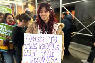 Hundreds Rally Against Sweeping Cuts at New School