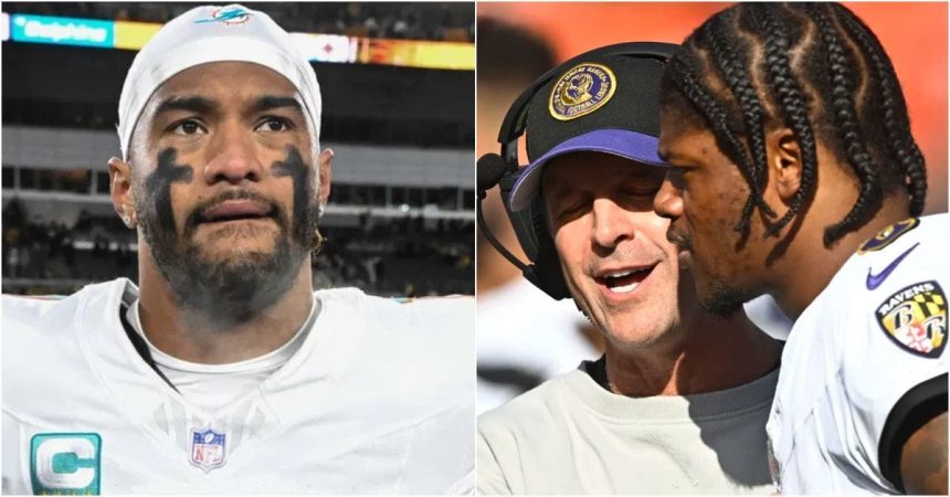 John Harbaugh doesn’t mince words on Lamar Jackson rift as viral Baltimore Sun report proposes Ravens QB to replace Tua Tagovailoa