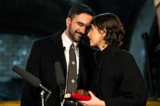 New York City Mayor Zohran Mamdani and Rama Duwaji Matched in Sleek Black at His Swearing In