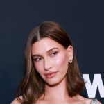 Hailey Bieber Enters Awards Season in Silvery Statuette Cosplay