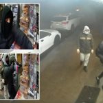 3 masked brutes, 1 with gun, ambush NYC bodega workers for K cash, pricey jewelry in caught-on-video heist