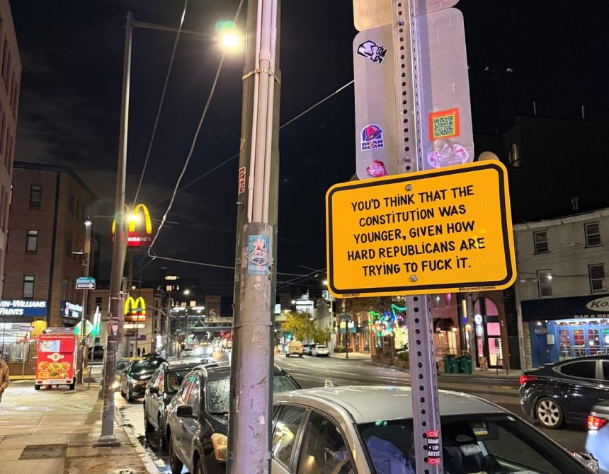 Artist’s Street Signs in Philadelphia Warn of Fascism Ahead