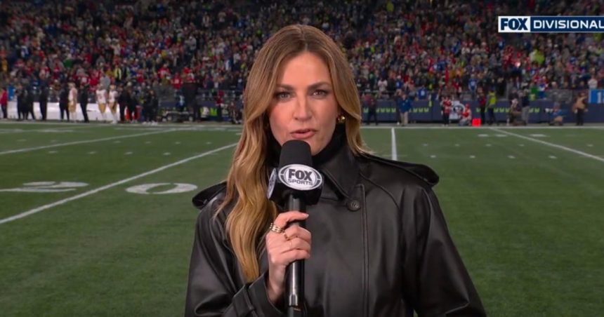 Erin Andrews Swaps Faux Fur Coat for Leather at 49ers vs. Seahawks Game