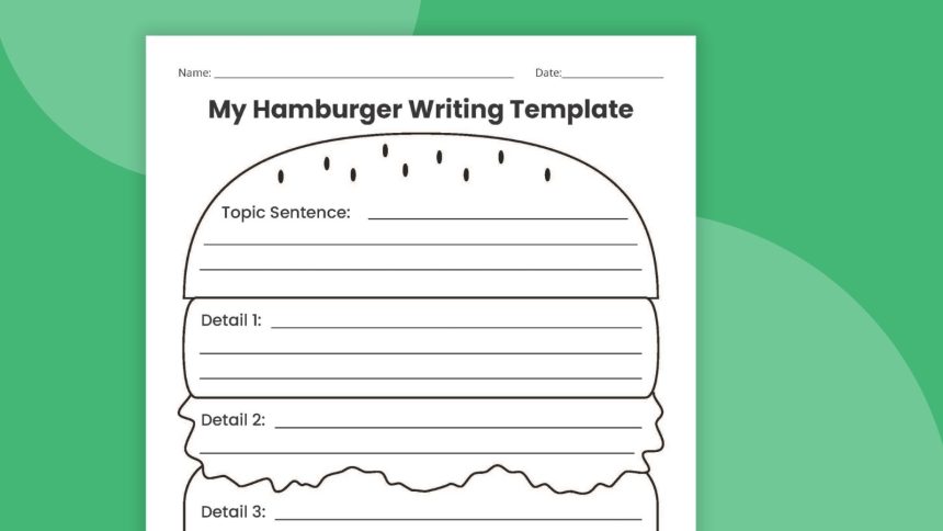 Free Printable Hamburger Writing Graphic Organizer