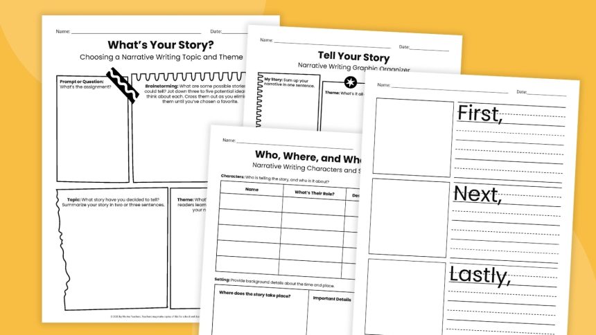 Free Printable Narrative Writing Graphic Organizer Bundle