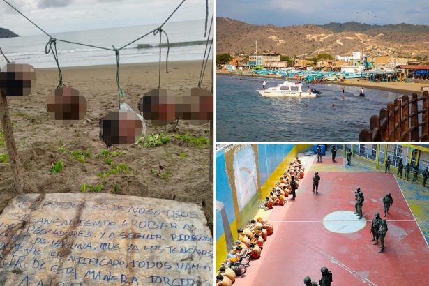 Human heads hung up on display at popular tourist beach in Ecuador