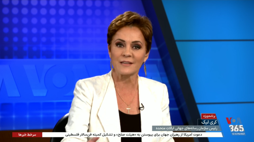 Kari Lake promotes Trump on Voice of America. Does that break the law? : NPR