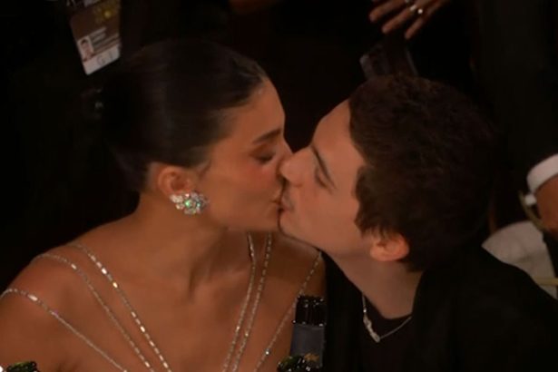 Kylie Jenner Goes Gold at the Golden Globes for Timothée Chalamet