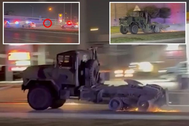 Military-style truck sends cops on 75-min. chase after crash