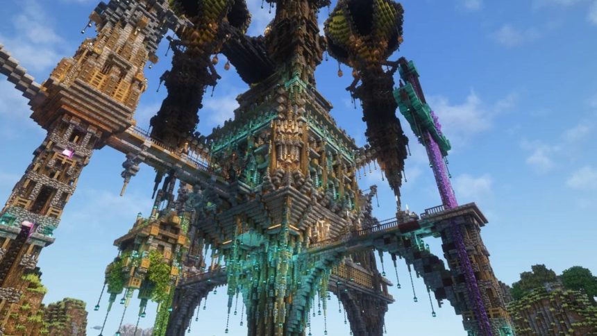 Minecraft player showcases incredible medieval steampunk castle build