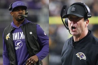 NFL fans react as Brian Flores set to meet Ravens to replace John Harbaugh amid Vikings contract year 