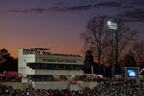 Will the winter storm affect the NASCAR race at Bowman Gray stadium?