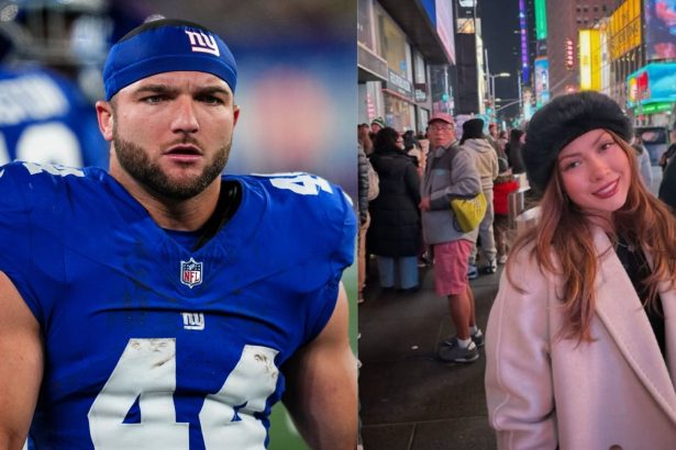 Cam Skattebo shows love as gf Chloe Rodriguez poses in floral blue swimsuit during Mexico getaway with Giants RB