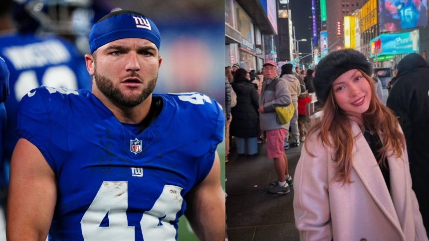 Cam Skattebo shows love as gf Chloe Rodriguez poses in floral blue swimsuit during Mexico getaway with Giants RB