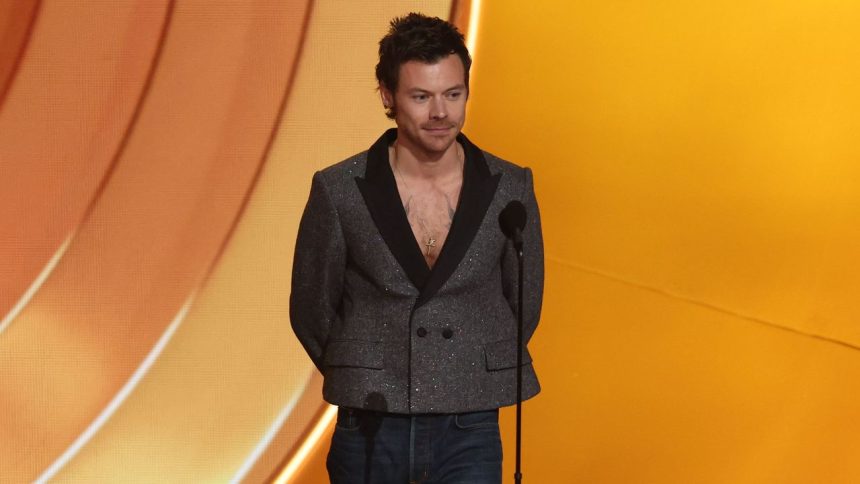 Harry Styles Perfects the Shirtless Blazer at the 2026 Grammys