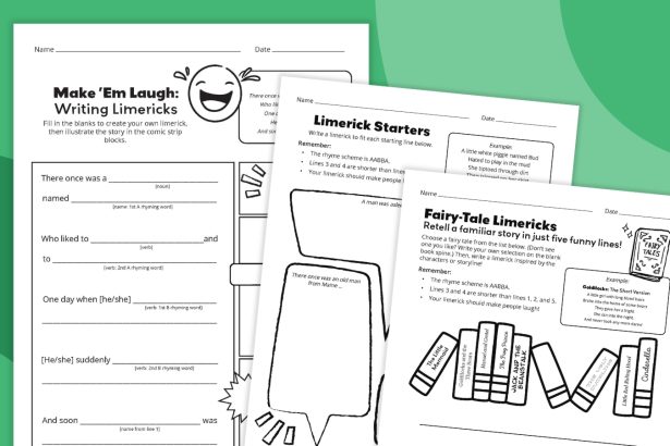 Limerick Worksheet Bundle for Kids (Free Printable)