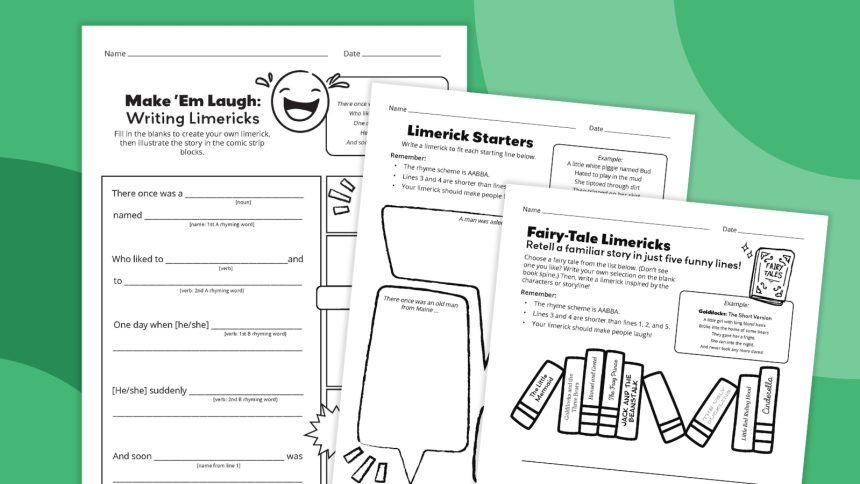 Limerick Worksheet Bundle for Kids (Free Printable)