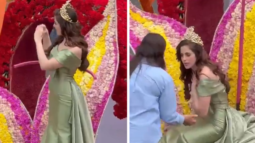 Miss Universe Fatima Bosch Suddenly Collapses on Parade Float, on Video