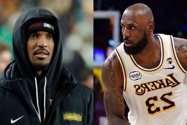 NFL fans react as Jayden Daniels meets LeBron James after Laker loss vs. Celtics