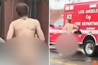 Naked man ‘on drugs’ flees scene of Hollywood crash: video