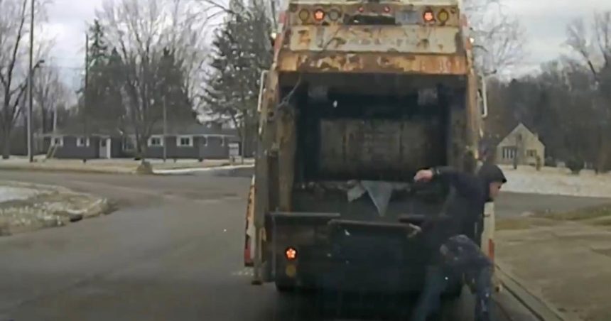 Sanitation Worker Finds Police Suspect Hiding In Trash Can