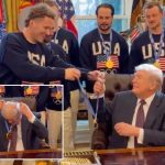 Trump welcomes US men’s Olympic hockey team to White House after gold-medal victory