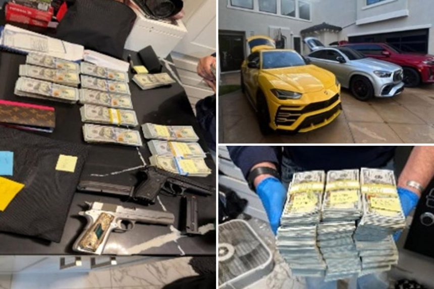 Twenty-five stolen cars, 0,000 cash and guns